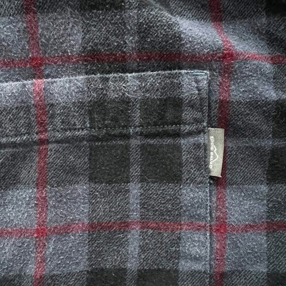Eddie Bauer Men's XL Plaid Flannel Shirt Long Sleeve Button Down Gray Blue Red - Picture 2 of 6